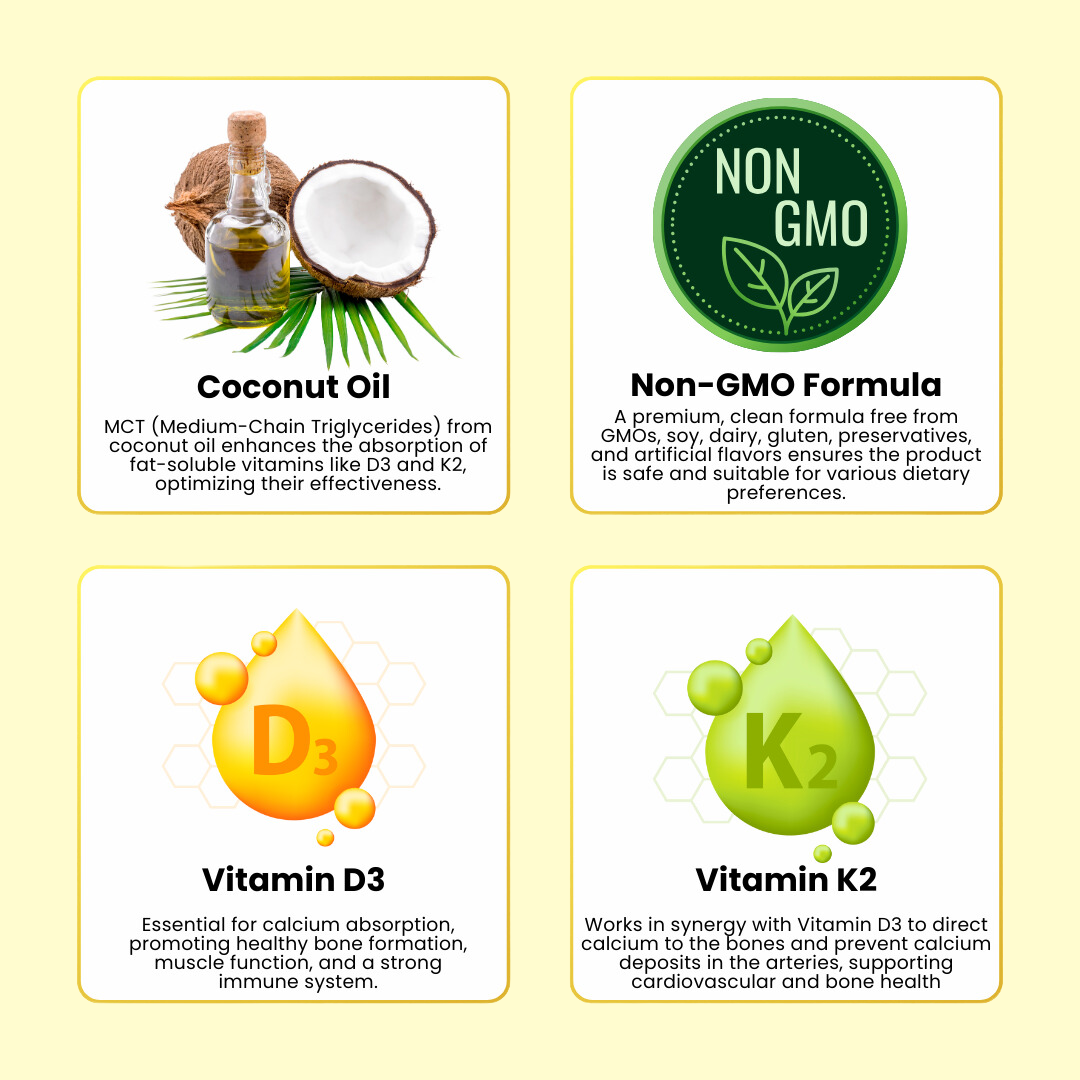 Vitamin D3 + K2 Supplement Softgels
