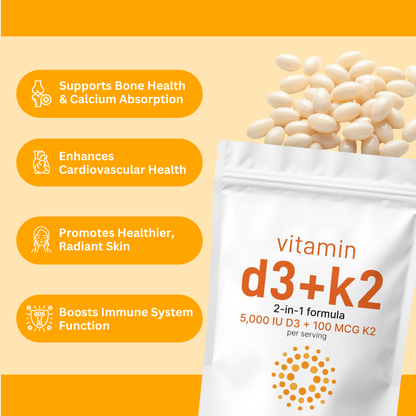 Vitamin D3 + K2 5000IU Supplement Softgels