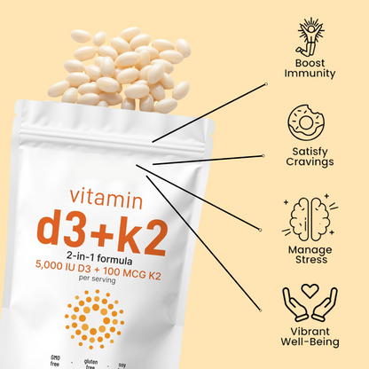 Vitamin D3 + K2 5000IU Supplement Softgels